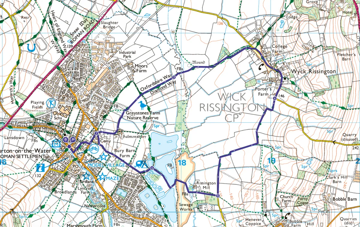 Bourton on the Water map