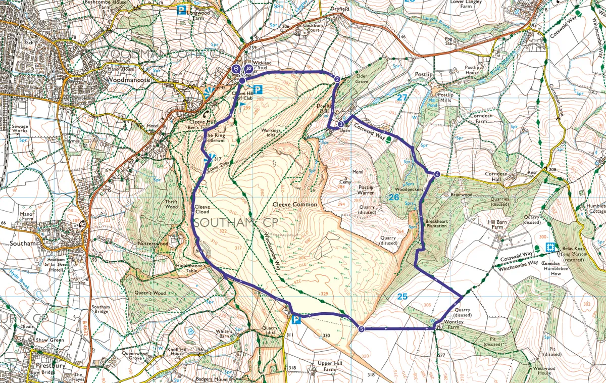 Cleeve Hill map
