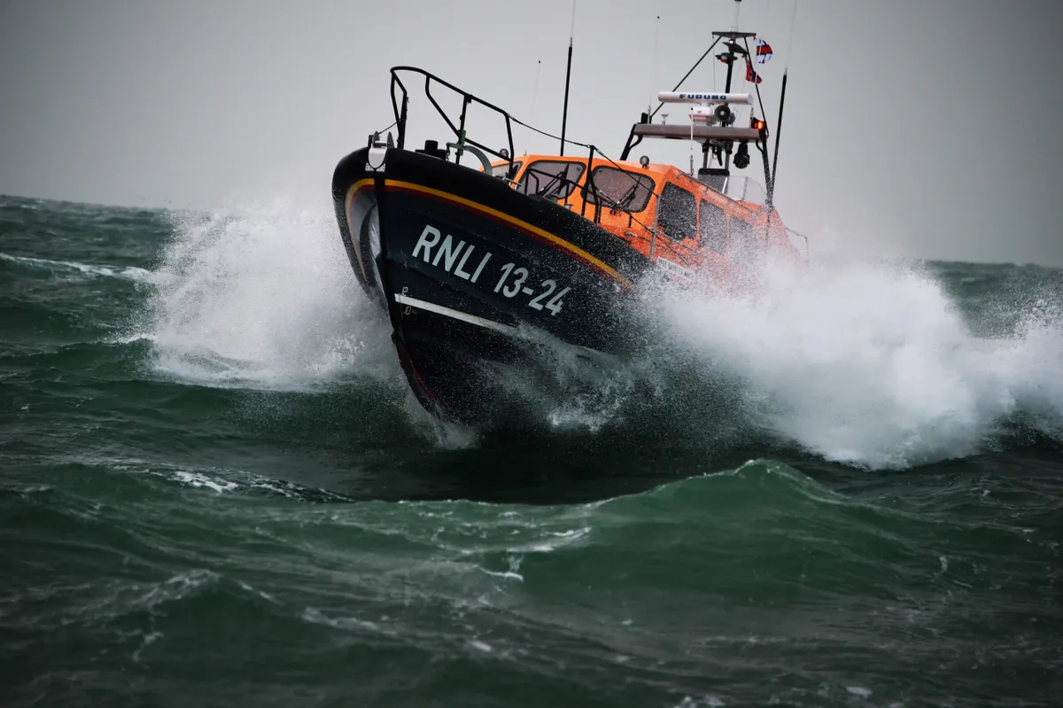 RNLI lifeboat in stormy waters