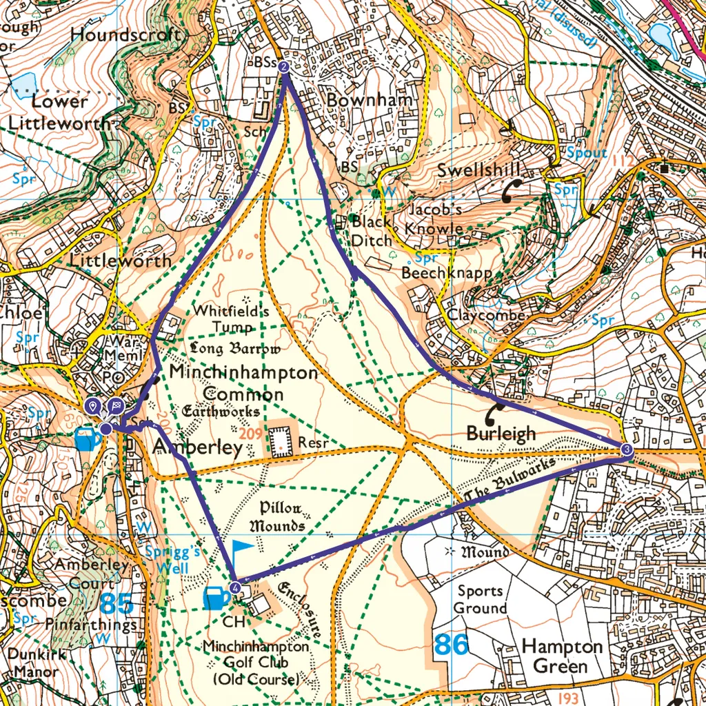 Minchinhampton Common map