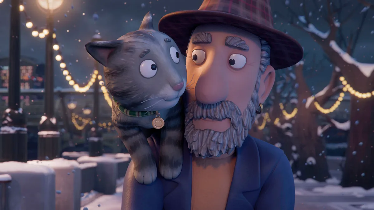 Animation of old man and cat