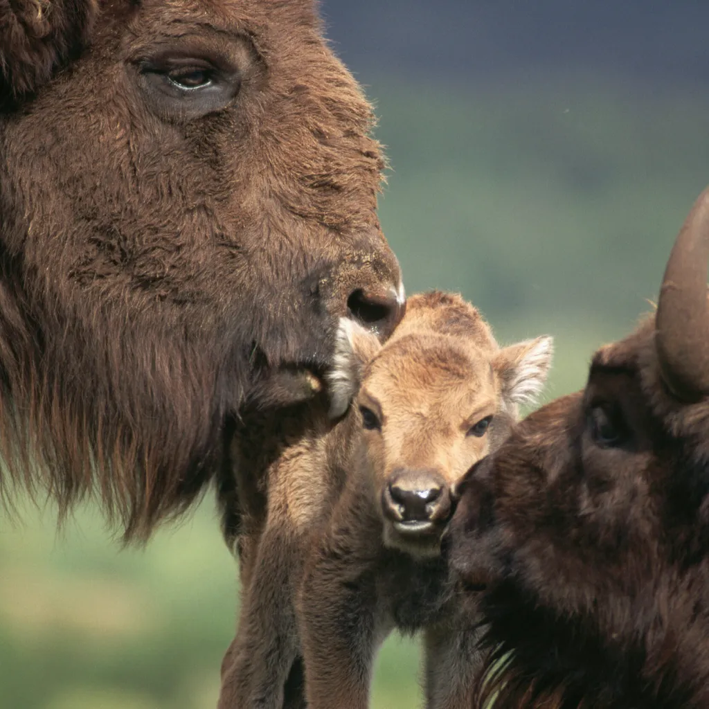 European Bison and calf in Scotland