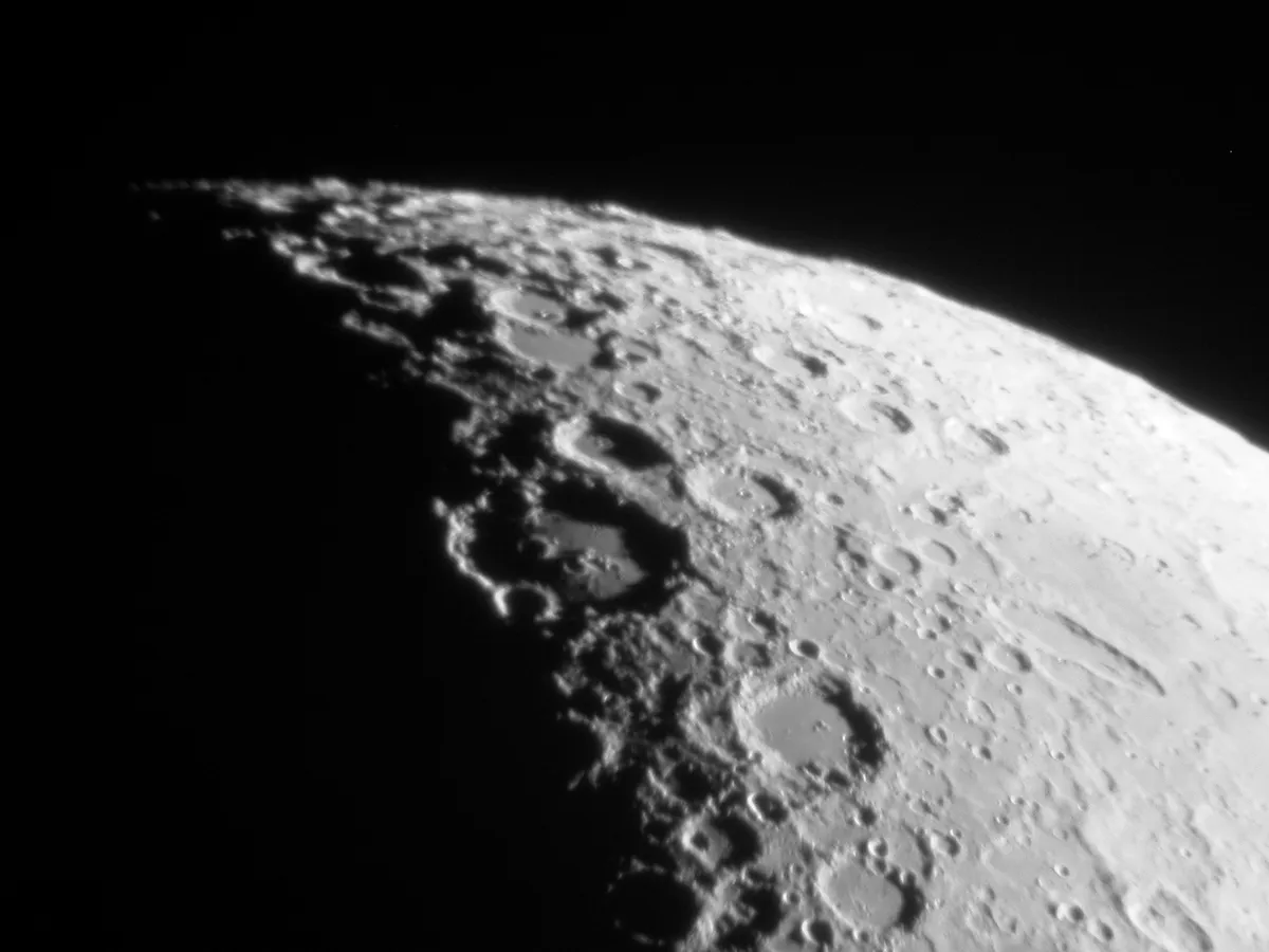 Crater Clavius, captured in the same manner as the image of Copernicus above. Credit: Ade Ashford