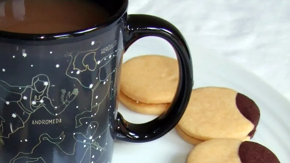 Eclipse cookies recipe with coffee cup