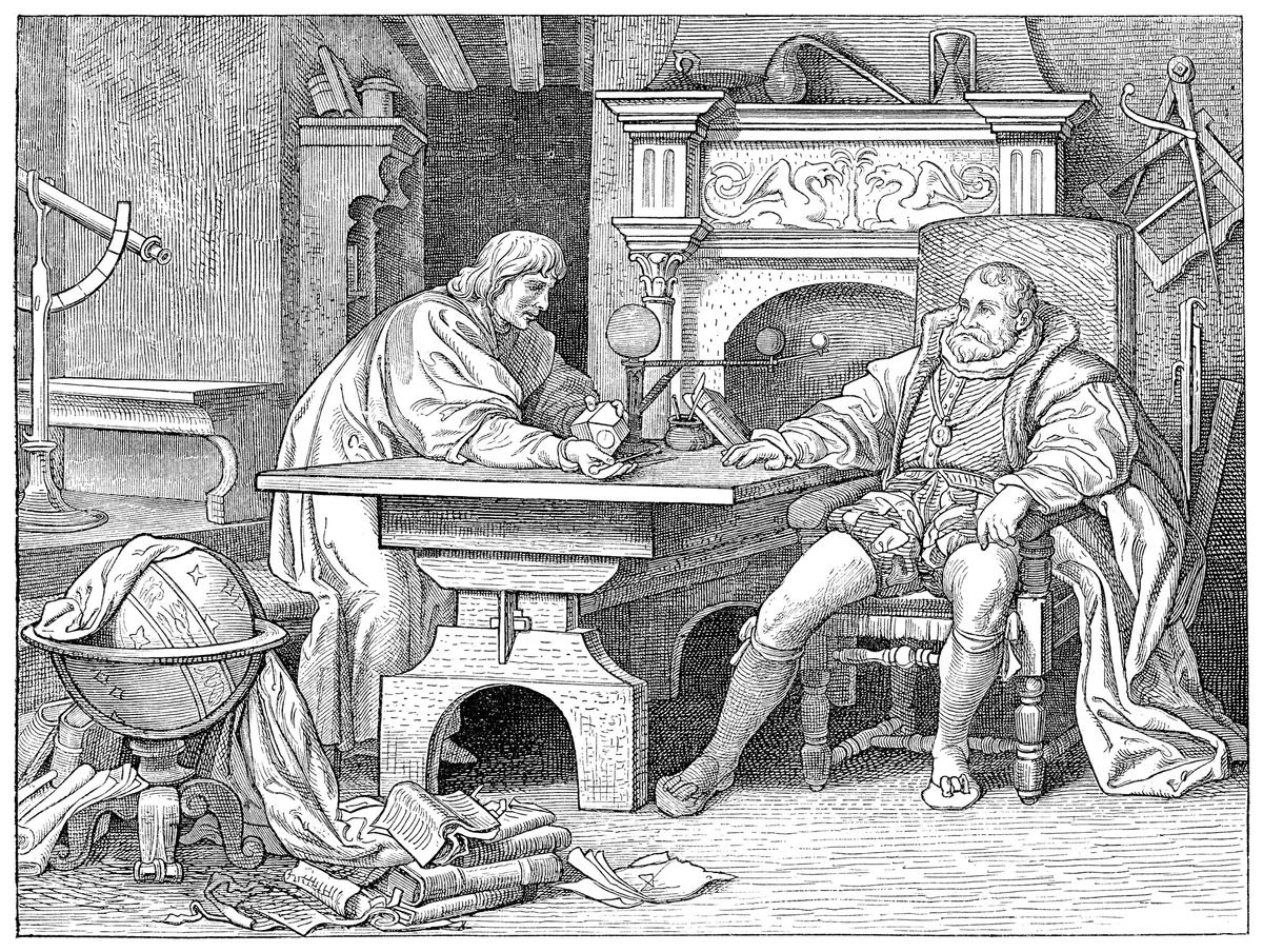 Illustration showing Johannes Kepler with King Rudolf II. Was Kepler right? Could the story of the Star of Bethlehem be explained as a conjunction? Credit: Grafissimo / Getty Images