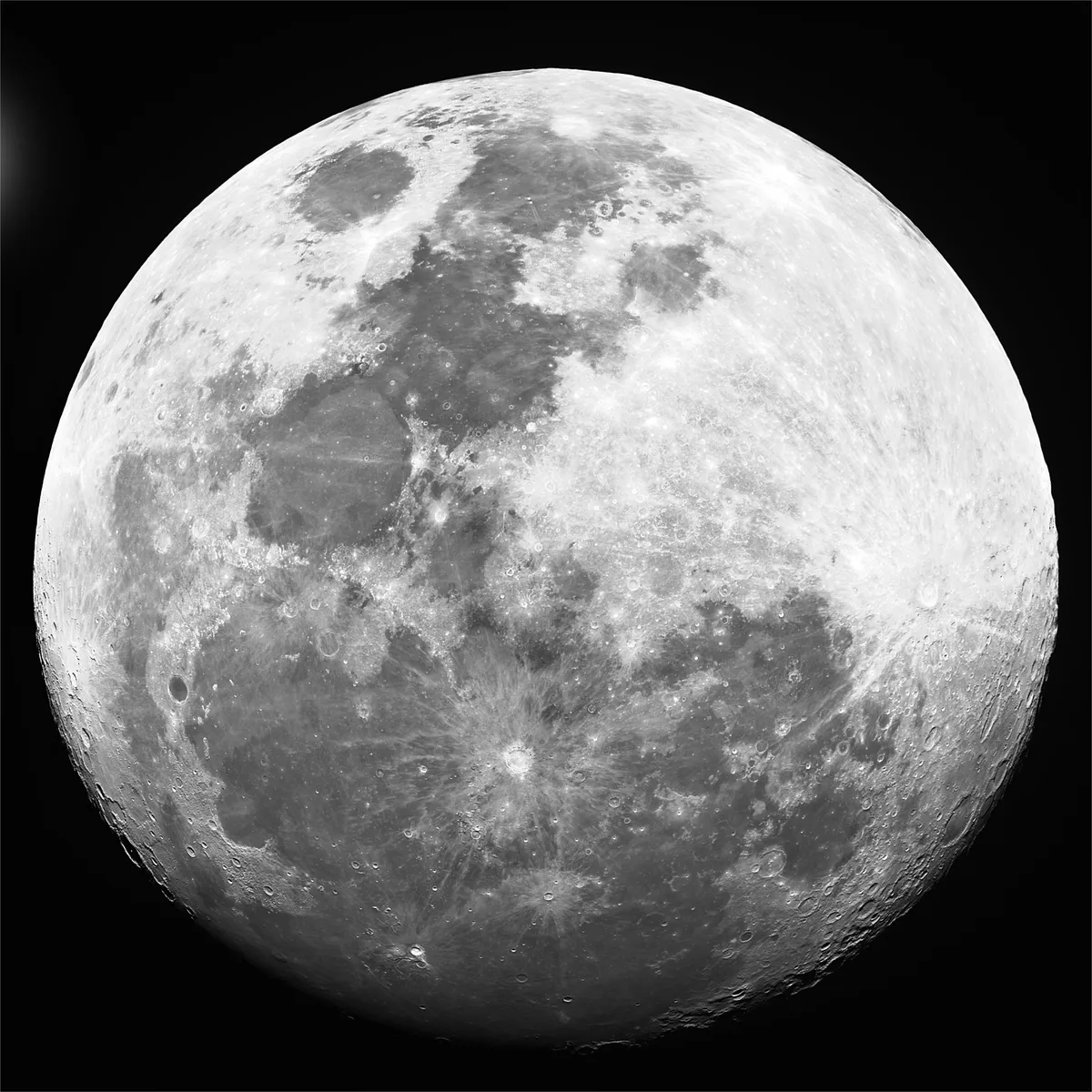 Waxing Gibbous Moon by Mark Fuller, Stafford, UK. Equipment: Skywatcher ED100, Altair Hypercam 183c, Baader 7nm Ha filter