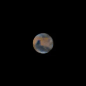 Mars with Skywatcher 150/750 by Houssem Ksontini, Tunis, Tunisia. Equipment: Skywatcher 150/750, Neq3-2 mount, Webcam Logitech C270, Barlow x3