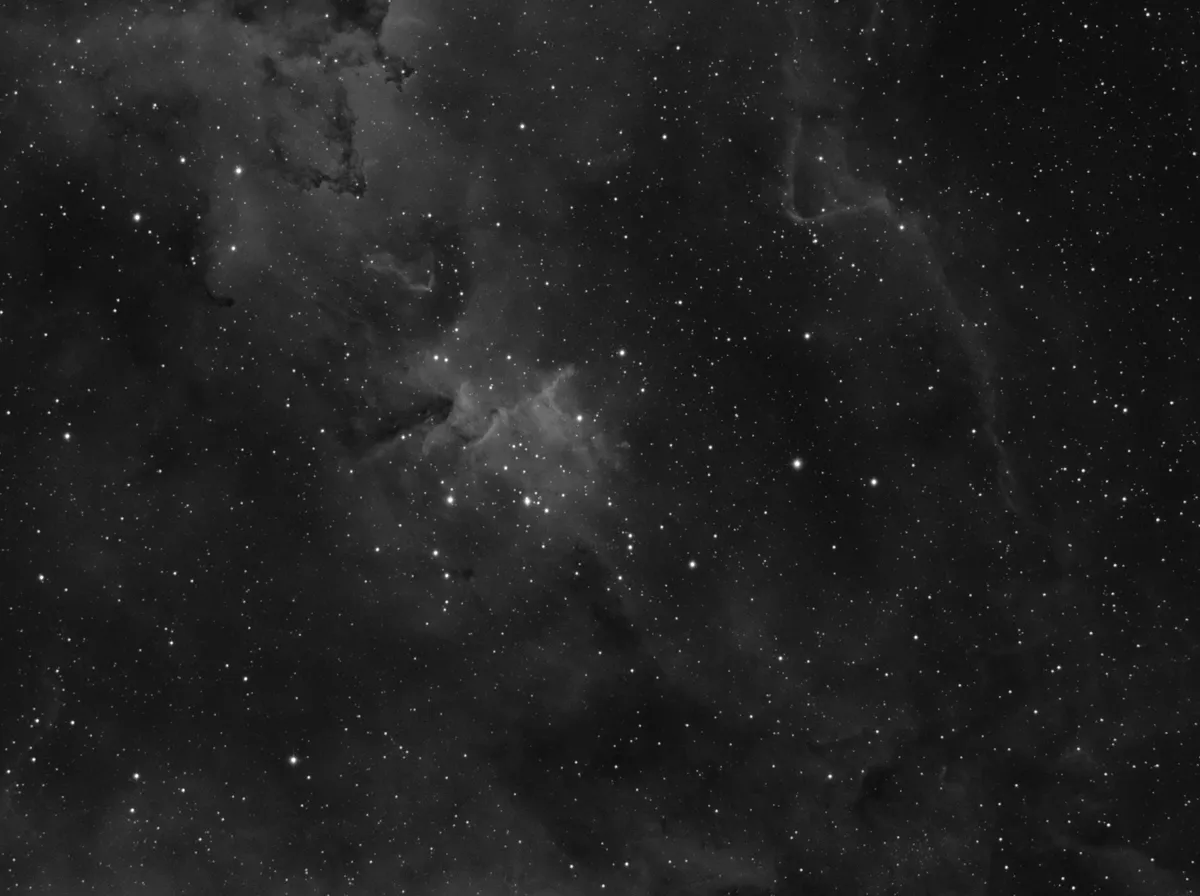 The heart of the Heart Nebula with Melotte 15 by Stephen Jennette, Morecambe, UK. Equipment: Atik 428 camera, Skywatcher Equinox 80 fitted with motorized Moonlite, Skywatcher EQ8 mount, TRF-2008 focal reducer, PHD guiding with QHY5 and Skywatcher off-axis guider.