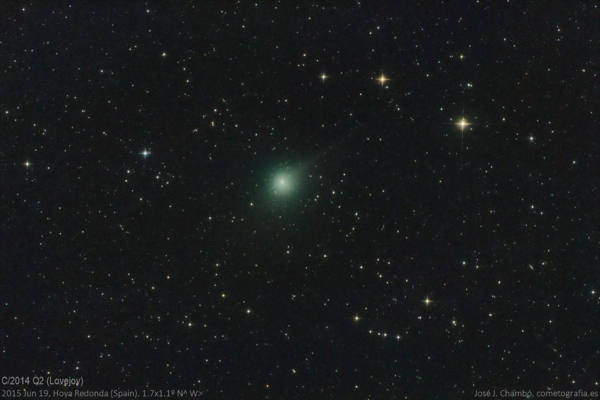 The anti-tail of comet C/2014 Q2 Lovejoy by José J. Chambó Bris, Hoya Redonda, Spain. Equipment: GSO 8