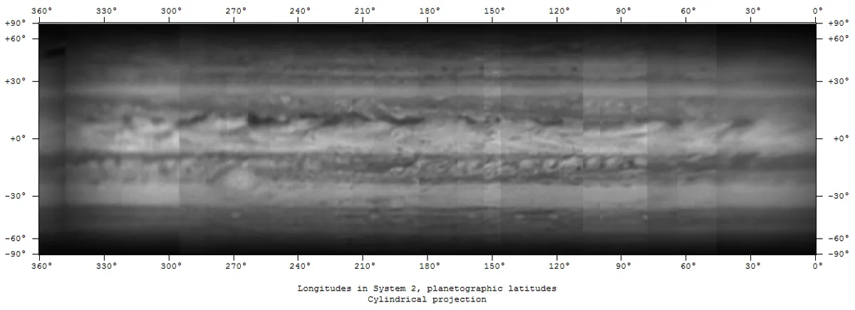 IR Jupiter Map from Opposition Night by Craig Howman, Cheshire, UK.