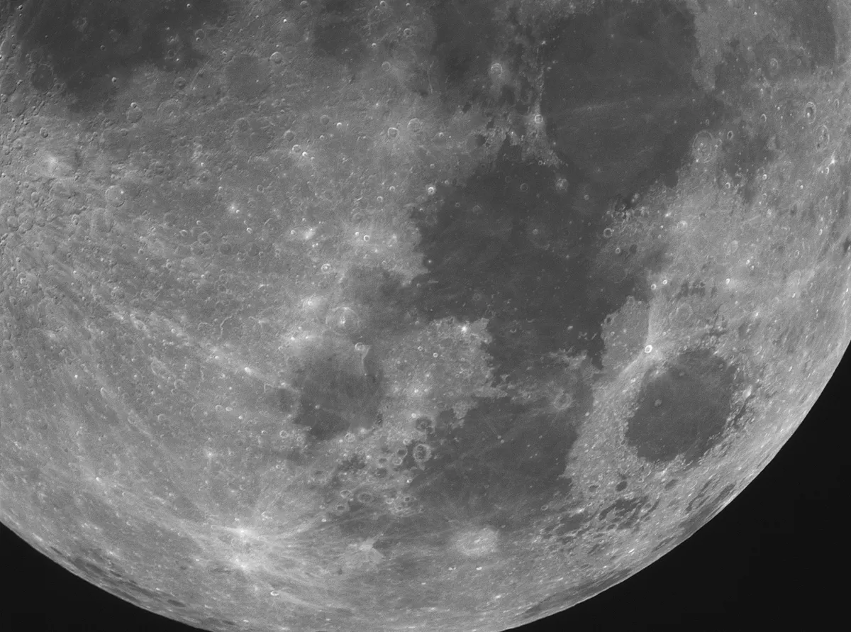 Sea of Tranquillity and Seas of the NE Quadrant by Peter R Longden, Weston Turville, Buckinghamshire, UK. Equipment: Altair Wave Series 115 F7 ED Triplet APO, SkyWatcher NEQ6 (on pier), Orion StarShoot 5MP solar system camera, Revelation Astro moon filter.