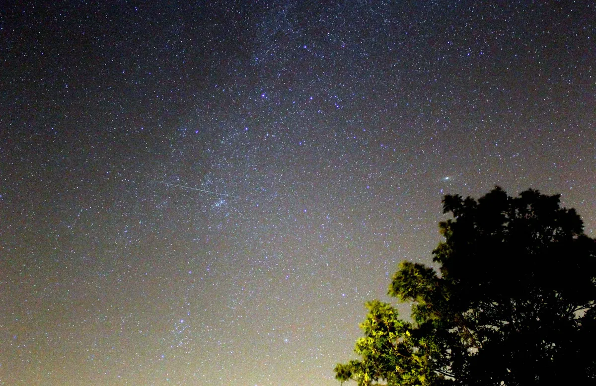 Perseid & Cassiopeia by Alex Speed, Bedford, UK. Equipment: Canon 1100d widefield.