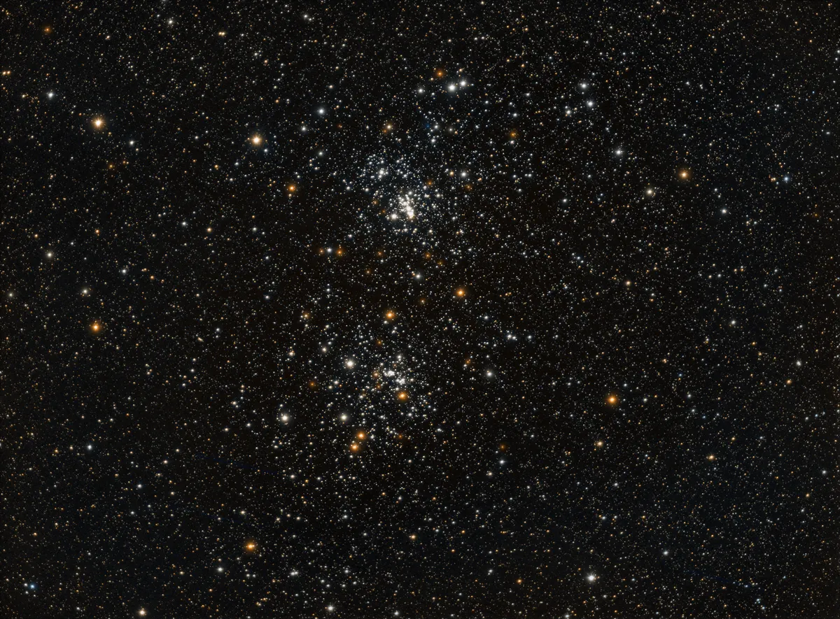NGC 884 & NGC 869 by Jaspal Chadha, London UK. Equipment: Espirt 100ED (Quad lens) @ F5.5, Ioptron CEM60, QHY9S, Chroma Technology LRGB filters