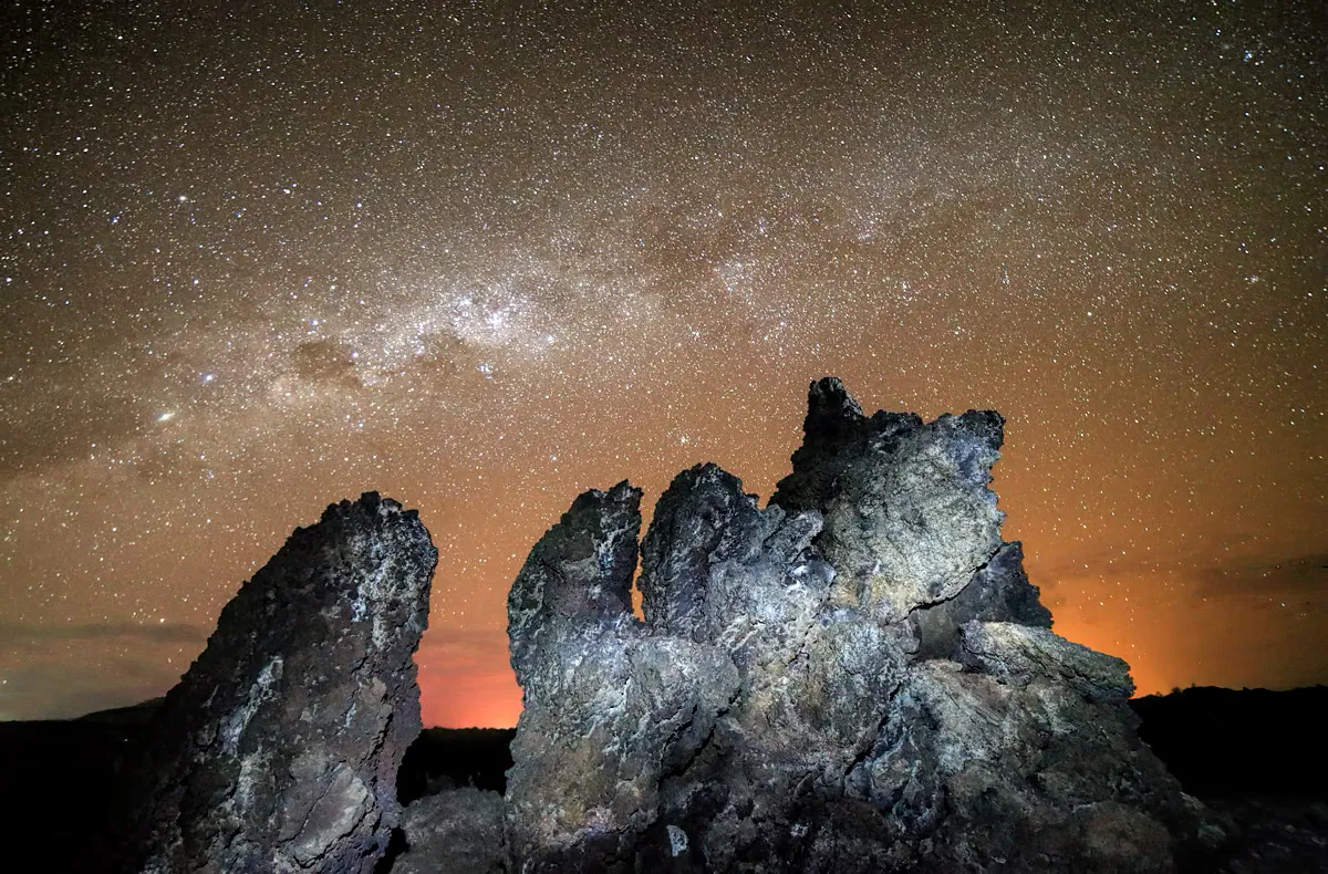 Milky Way over a Volcano by Steve Bowden, St Helena. Equipment: Canon 5Dmkiii, Samyang 14mm f/2.8, fixed tripod.