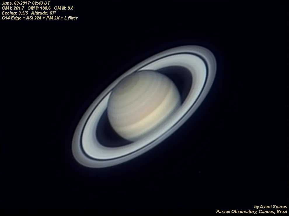 Saturn in June by Avani Soares, Parsec Observatory, Canoas, Brazil.