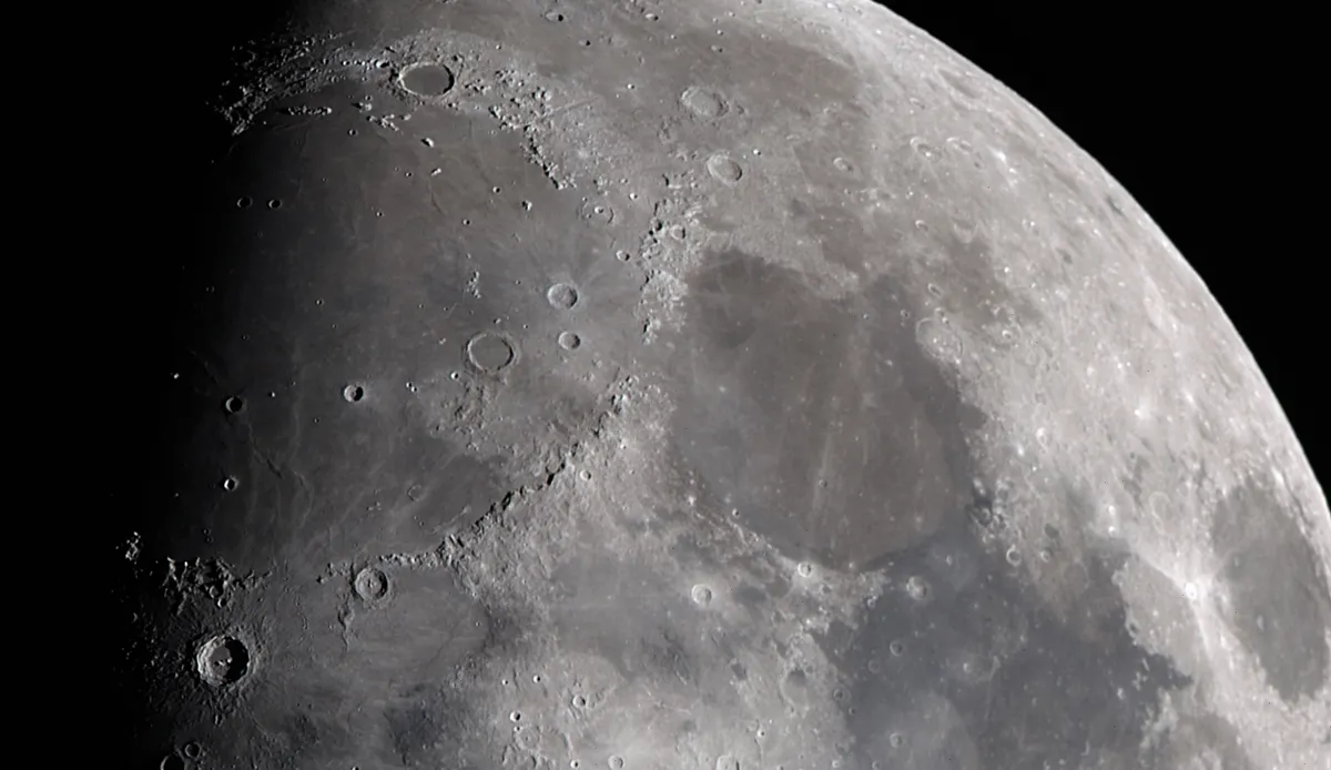 Nine Day Old Moon by Tom Howard, Crawley, UK. Equipment: Meade 127 Refractor, EQ6 Mount, Nikon D90.
