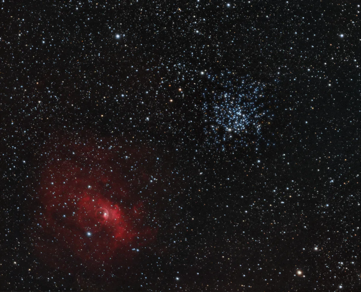 Bubble Nebula and Cluster by Jaspal Chadha, London, UK.