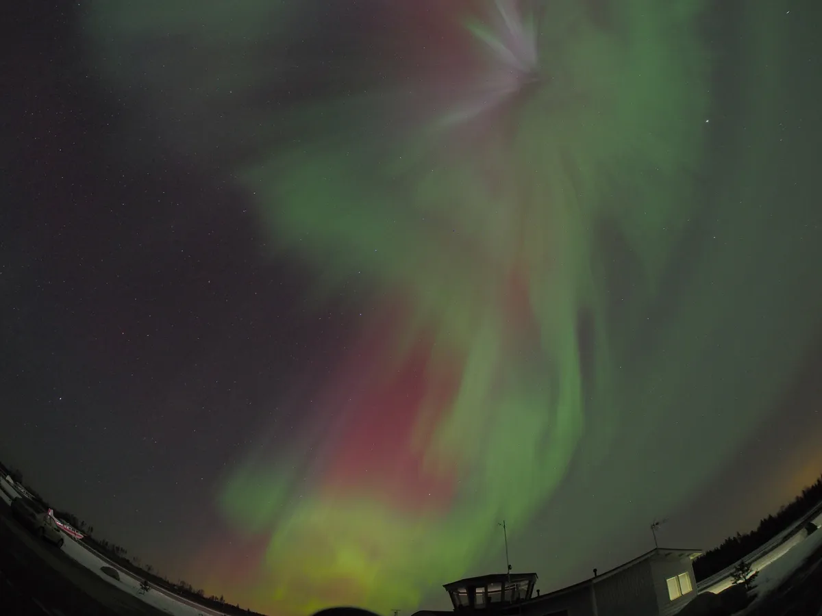 Aurora borealis full sky eruption by Olli Reijonen, Vesivehmaa Airfield, Asikkala, Finland.