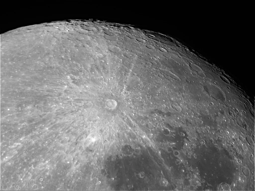 Crater Tycho by George Zealey, Herstmonceux, Sussex, UK. Equipment: Skywatcher 200PDS, QHY5 CCD, EQ5 PRO Mount