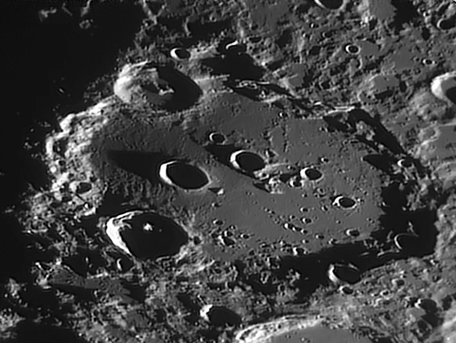 Clavius by Alan Baldwin, Cleethorpes, UK. Equipment: Celestron 9.25 SCT, HEQ5 Pro, SPC900 modded with 618chip.