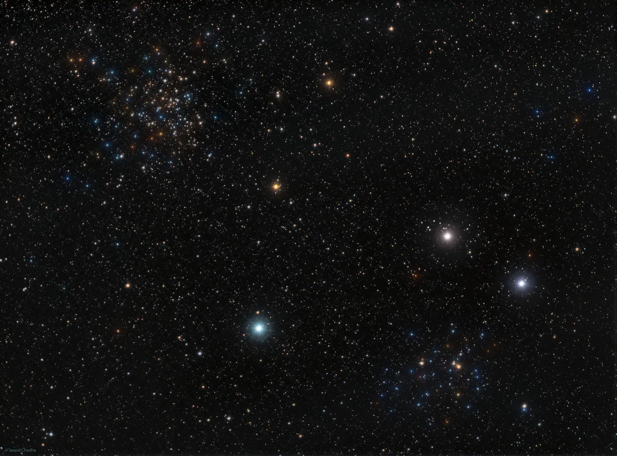 Battle of the Clusters by Jaspal Chadha, London, UK. Equipment: Sky watcher Espirt 100ED, QHY9M CCD , LRGB, Ioptron CEM60.