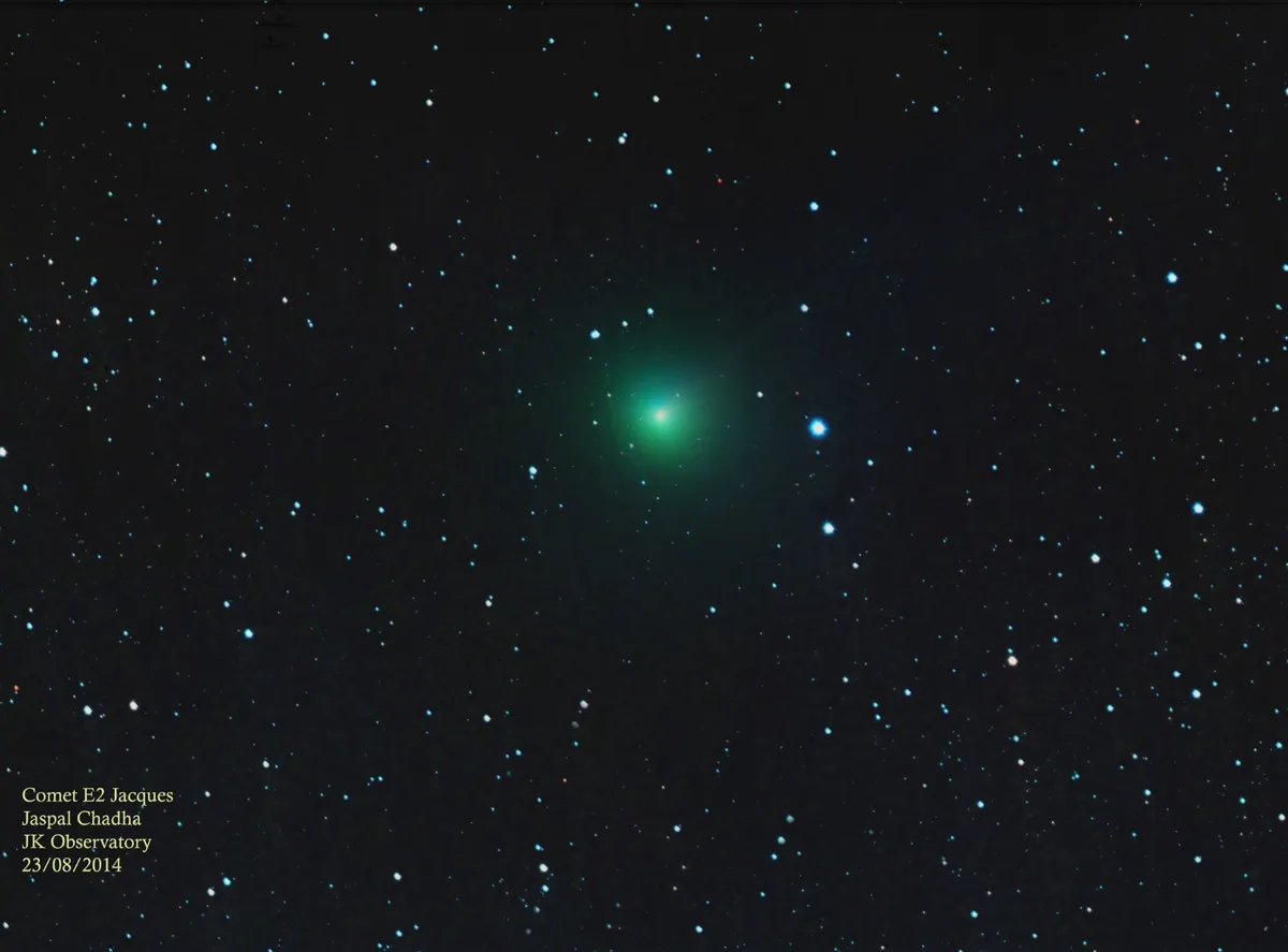 Comet E2 by Jaspal Chadha, London, UK. Equipment: Skywatcher Espirt 100ed, Ioptron CEM60, QSI 690
