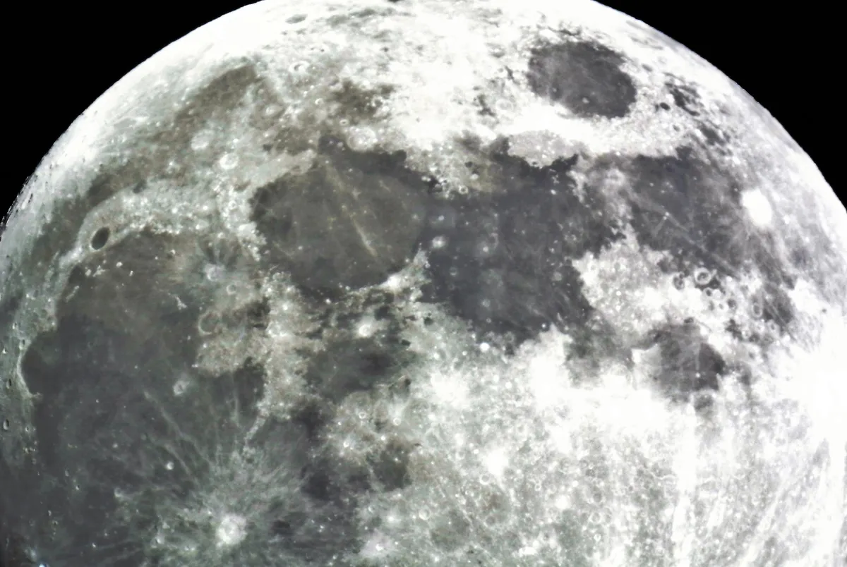 Moon 2 by Fred Connell, Huntley, UK. Equipment: Nikon J1 body, Skywatcher 125 Mac, EQ3 mount.