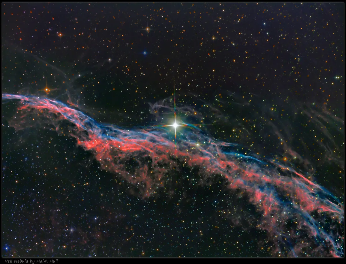 Veil Nebula by Haim Huli, Israel. Equipment: Skywatcher P250 10'' F4.8, ASA DDM60, QSI583 Mono, Astrodon RGB, Astrodon Ha 3nm