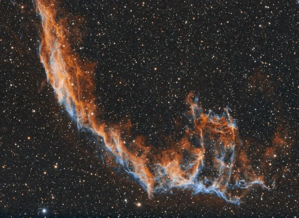 NGC 6992 by Roger Brooker, Seasalter, Kent, UK. Equipment: TS65q Telescope, Baader Ha & OIII filters, eq6 Pro mount.