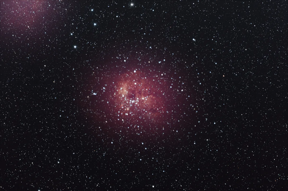 IC 410 by Martin Pyott, St Andrews, UK. Equipment: Lunt Engineering 80mm ED Refractor, 0.8x FF/FR, Skywatcher EQ-5, Skywatcher WI-FI Adapter (unguided), Baader Modified and cooled Canon 600D