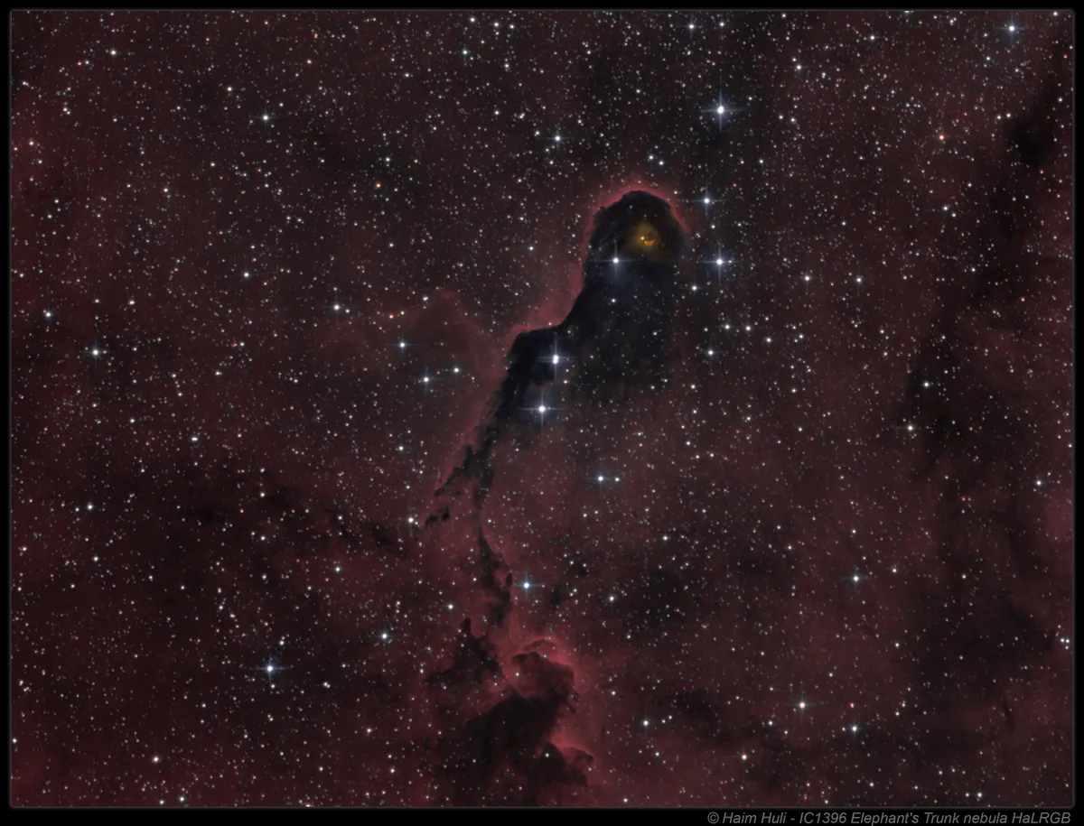 IC1396 - Elephant's Trunk nebula in HaLRGB by Haim Huli, Kibutz Ramat Hakovesh, Israel.