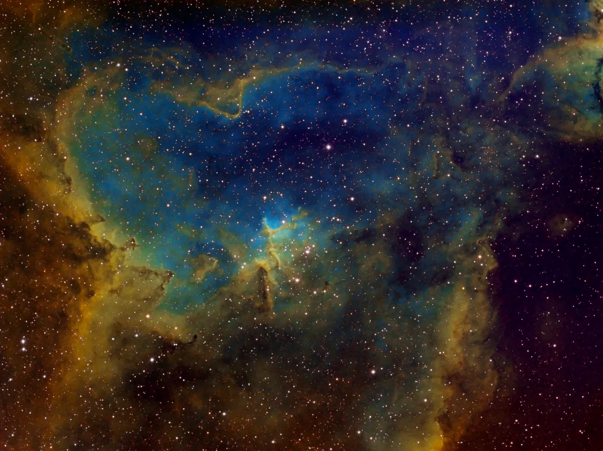 IC1805 Heart Nebula by Peter Jenkins, Mansfield, UK. Equipment: Officina Stellare Hyper Apo 115 with Atik 383L  and Atik filter wheel (EFW2) Guided with William Optics ZS71 and QHY5 II. All on an Skywatcher NEQ6 Mount