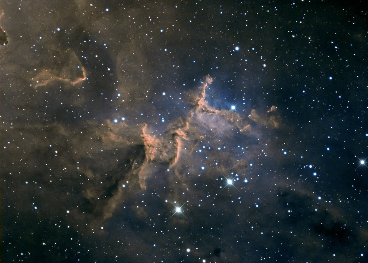 IC1805 The heart of the heart nebula by Andre van der Hoeven, HI-Ambacht, The Netherlands. Equipment: TEC-140/NEQ-6, SXV-H9 CCD camera, Astrodon 3nm OIII filter/Custom Scientific 4,5nm H-alpha, 11x1800s OIII / 9x1800s H-alpha