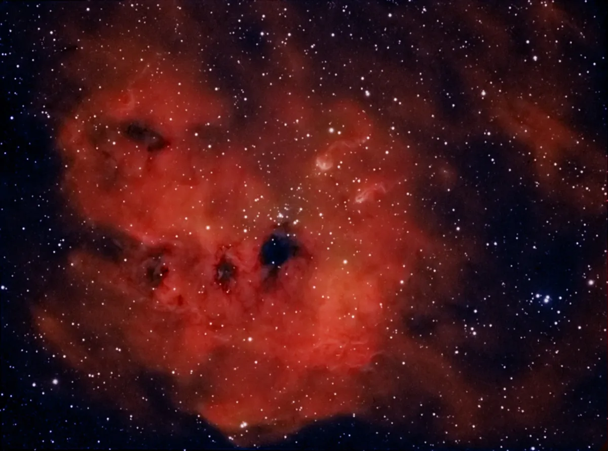 IC410 Tadpole Nebula by Steve Wilson, Middlesbrough, UK. Equipment: Skywatcher ED80, Atik 314l , Xagyl 5-filter wheel with Astronomik 7nm Ha and Baader RGB filters