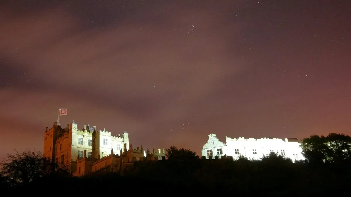 The Hyades, Pleiades over Bolsover Castle, Derbyshire by Mark White, Chesterfield, UK. Equipment: HTC 10.