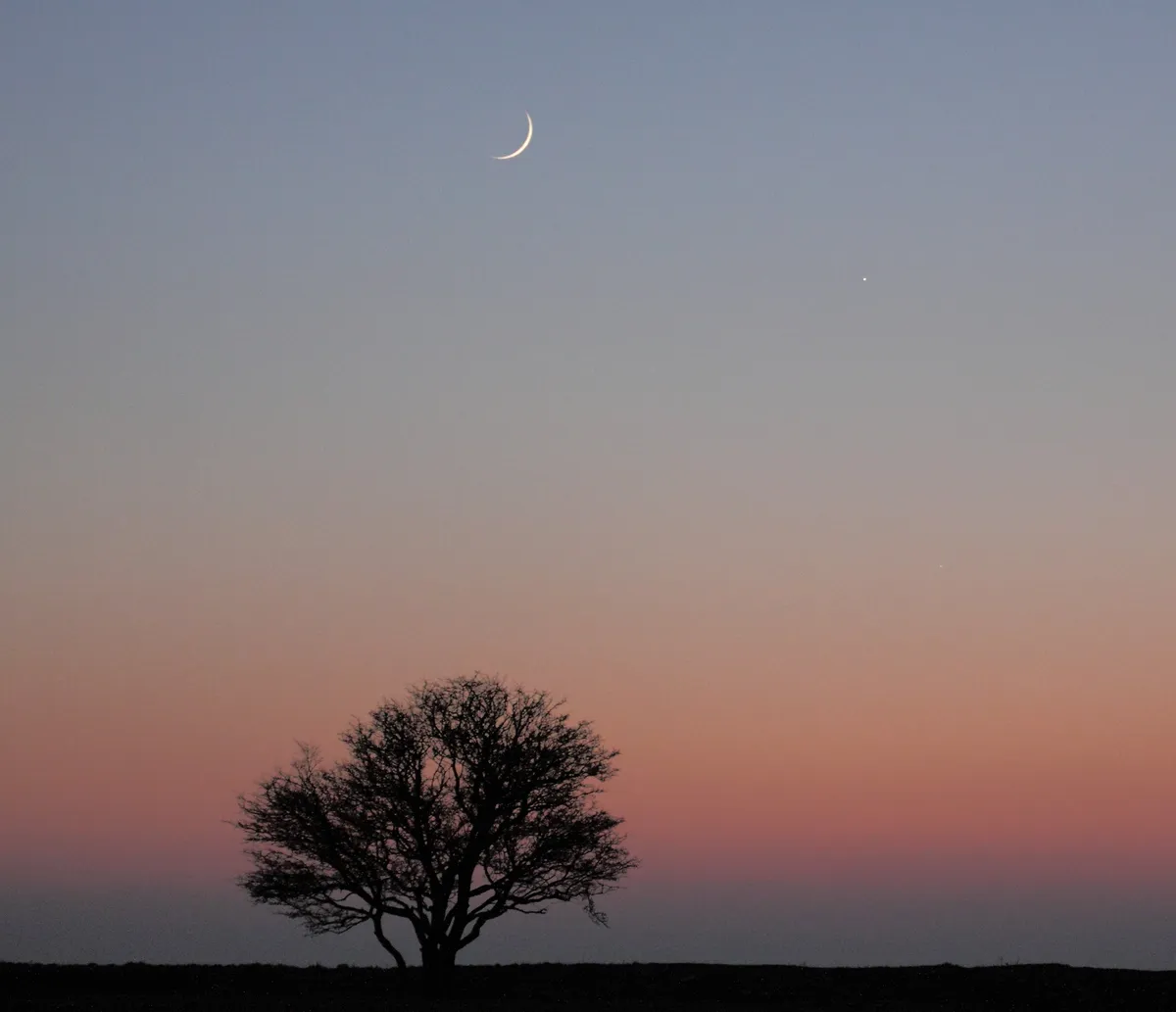 Moon, Jupiter and Mercury at Sunset by Brian.M.Johnson, Devils Dyke, Brighton, UK. Equipment: Canon 50D, Tripod