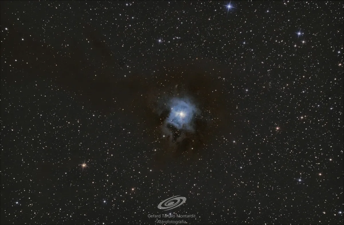 Iris Nebula and Dust by Gerard Tartalo Montardit, Lleida, Spain. Equipment: Skywatcher 150/750 pds, Canon eos 600D modified, coma corrector Baader mpcc, mount neq6 pro2, phd2, Celestron 130/650, Zwo asi 290mc