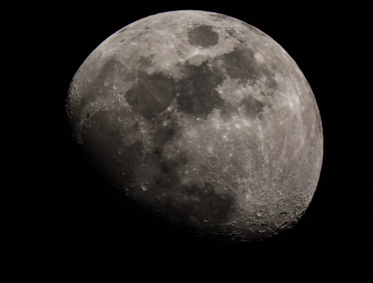 The Moon Waxing Gibbous by William Wood, Rainham, Essex, UK. Equipment: Canon EOS 450D, Celestron Advanced VX 8