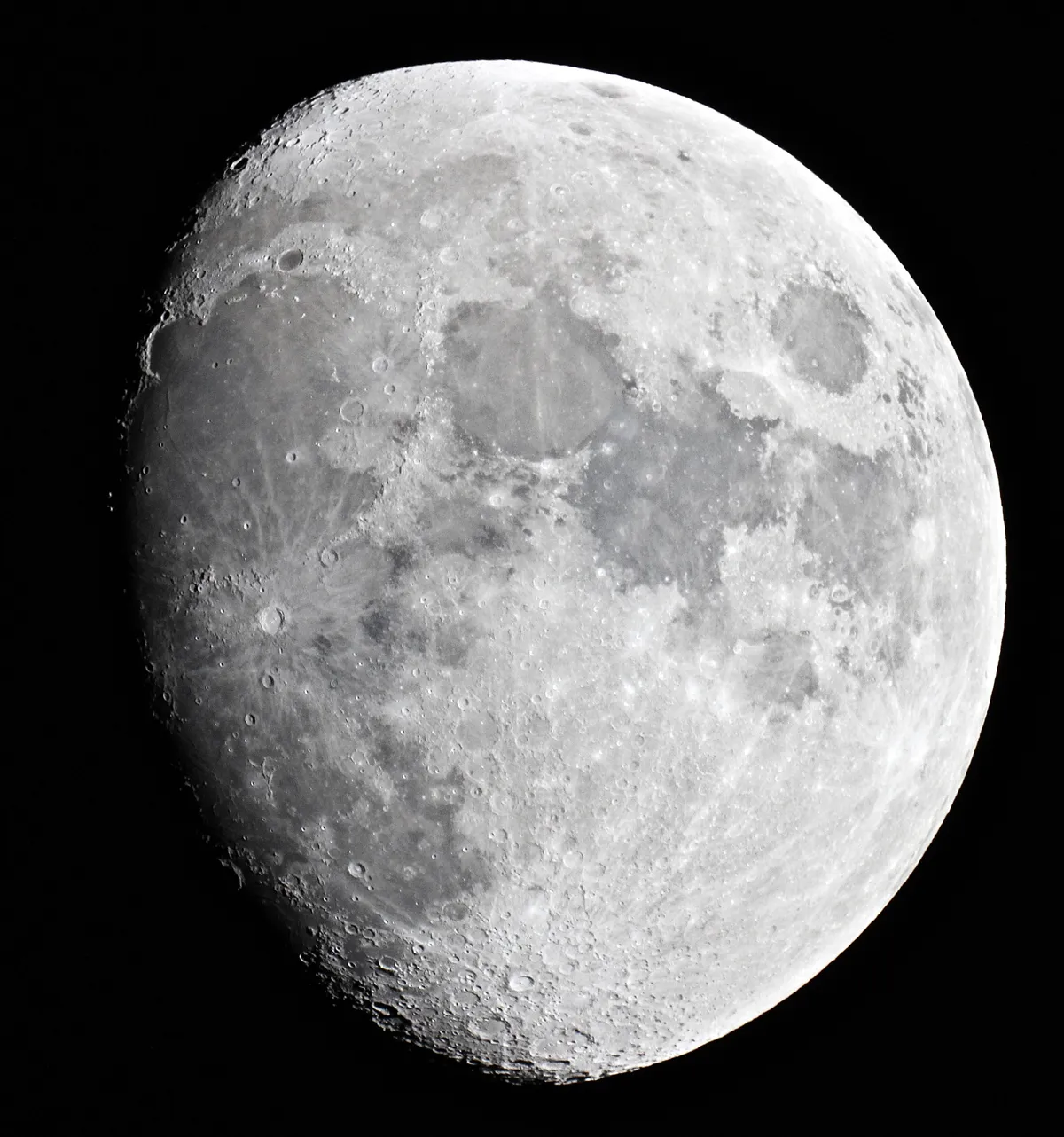 Glorious Gibbous Moon by Sarah & Simon Fisher, Bromsgrove, Worcestershire, UK. Equipment: Canon 600D, Mak 127mm.