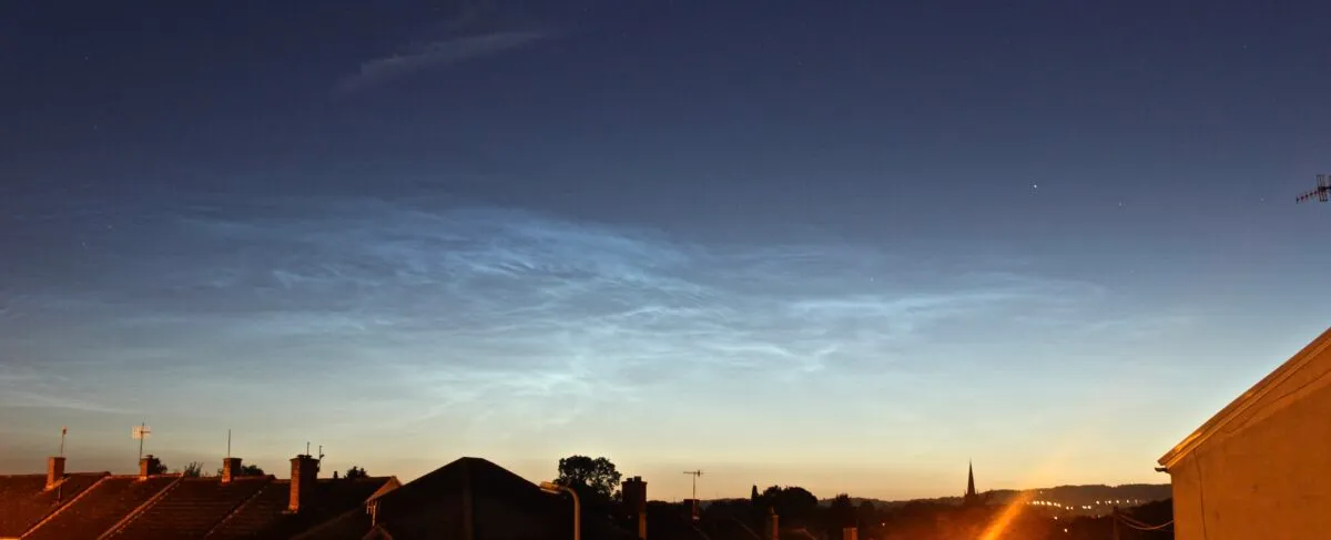 Noctilucent Clouds over Bromsgrove by Sarah & Simon Fisher, Bromsgrove, Worcestershire, UK. Equipment: Canon 600D, 18-55mm.