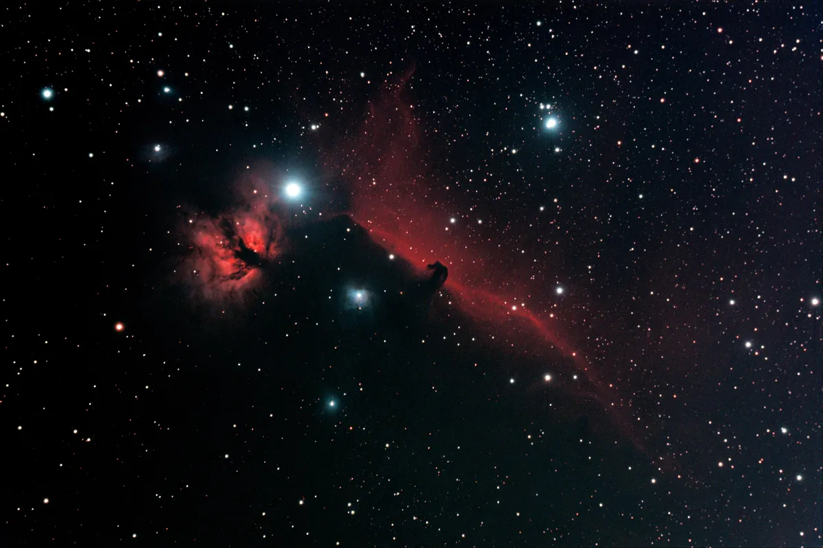 Horsehead Nebula by Mark Griffith, Swindon, Wiltshire, UK. Equipment: Skywatcher equinox 80mm refractor, NEQ6 pro mount, modified canon 1100d EOS camera with Astronomik CLS clip filter.