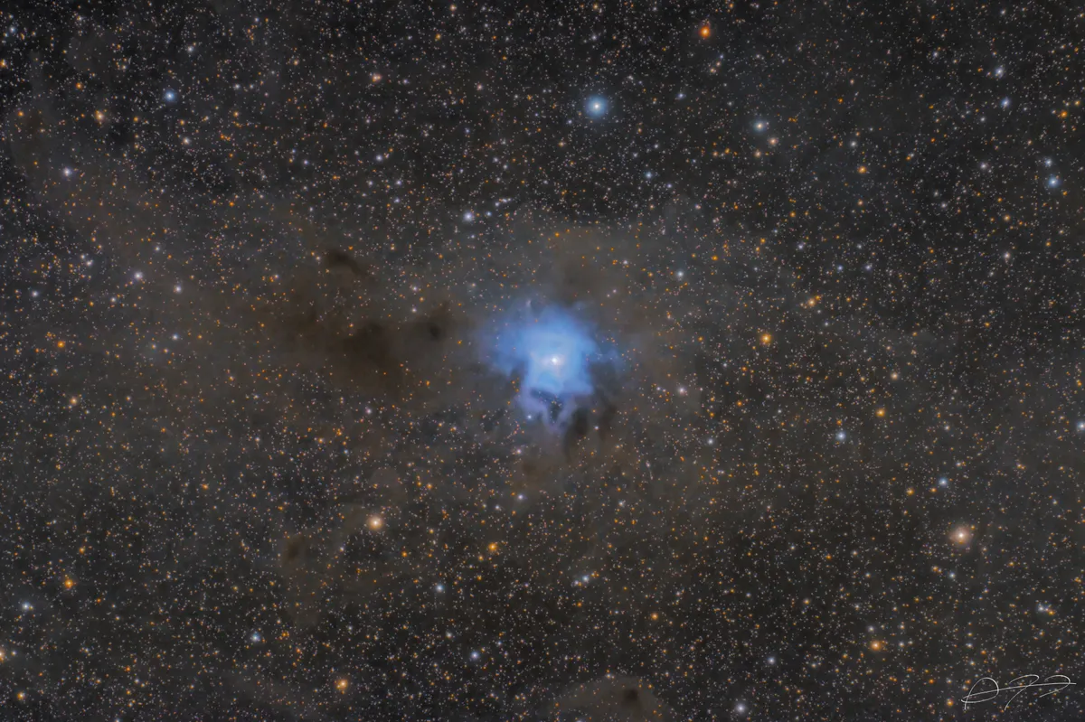 The Iris Nebula by Alejandro Pertuz Domönguez, Madrid, Spain. Equipment: TS 80 Triplet Apo, Canon 1000Da, NEQ6 Pro, ASI120MC, 80/400 scope
