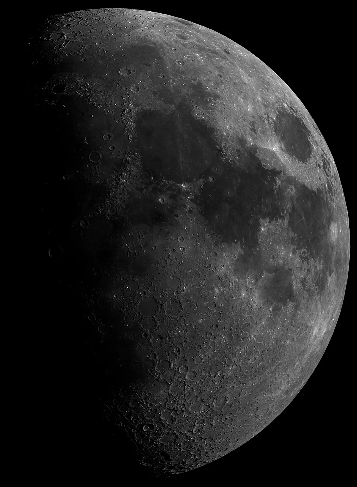 Moon 62.8% Illuminated in near Perfect Seeing by Steve Ward, Red Lodge, Suffolk, UK. Equipment: Canon EOS1000D, Skywatcher Mak180Pro.