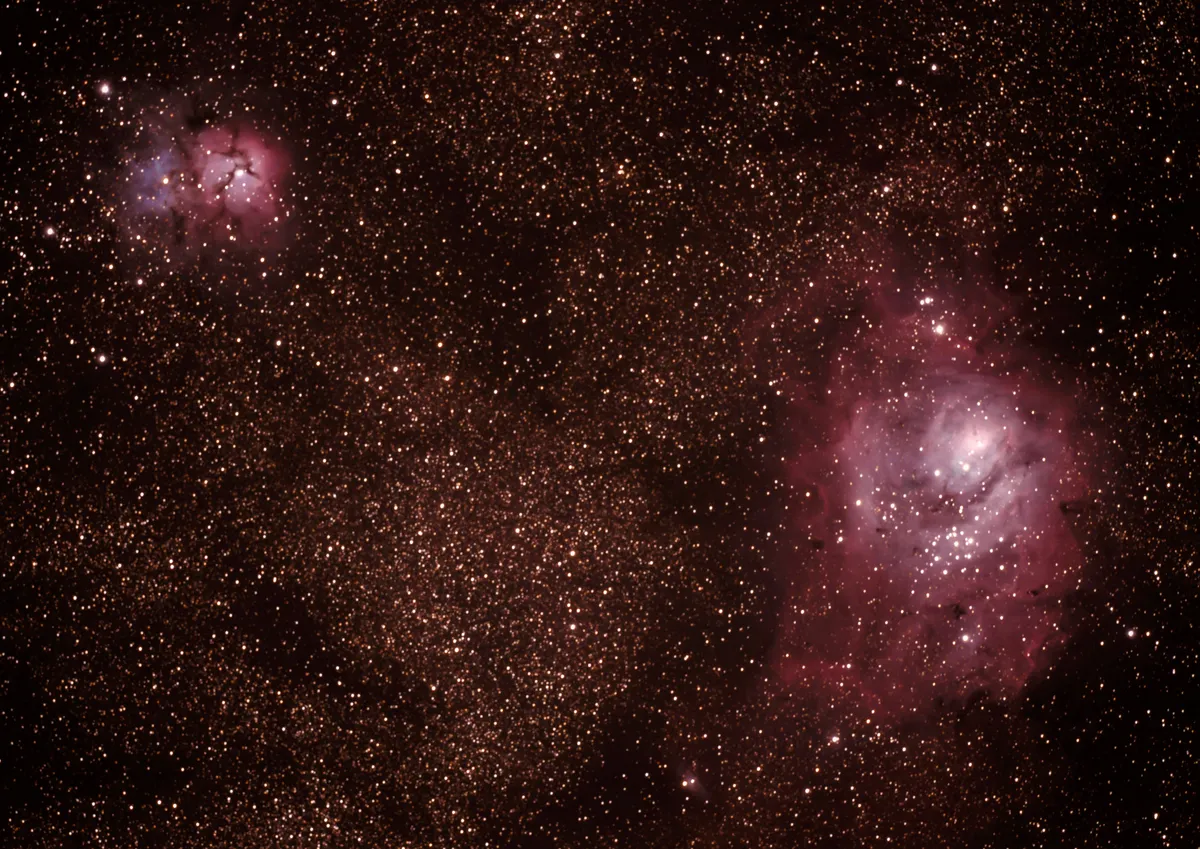 M8 and M20 Triffid and Lagoon Nebulae by Tom Bishton, Brisbane, Australia.