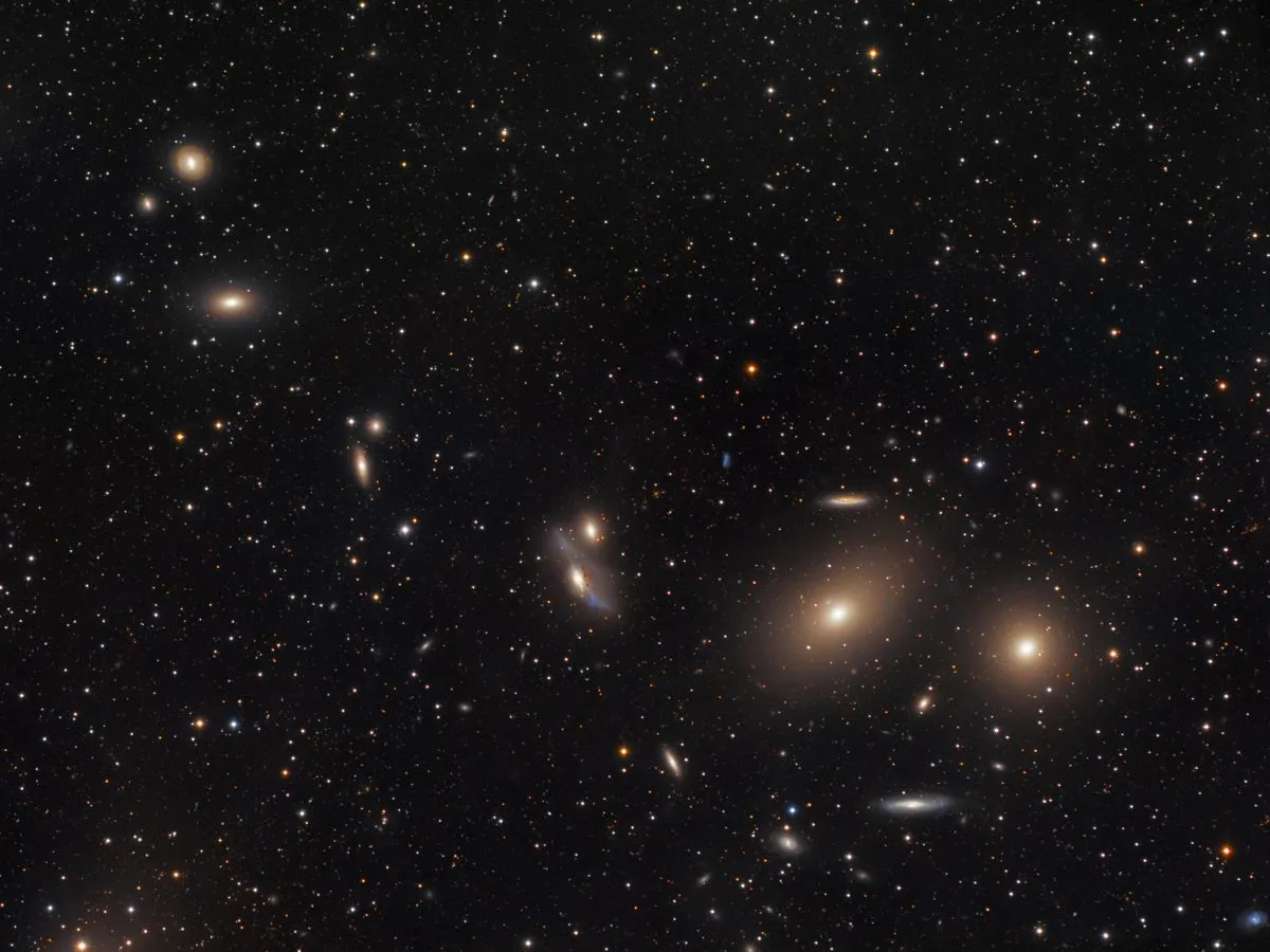 Markarian's Chain in Virgo is a great asterism of galaxies worth pointing your telescope at in spring. Credit: Bob Franke