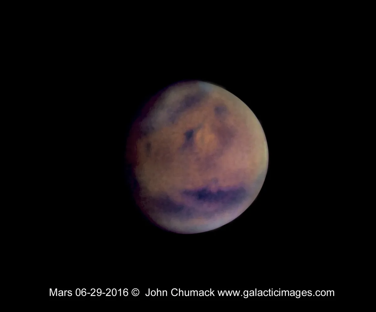 Mars by John Chumack, Dayton, Ohio, USA. Equipment: C8, 5X Barlow, QHY5IIL CCD.