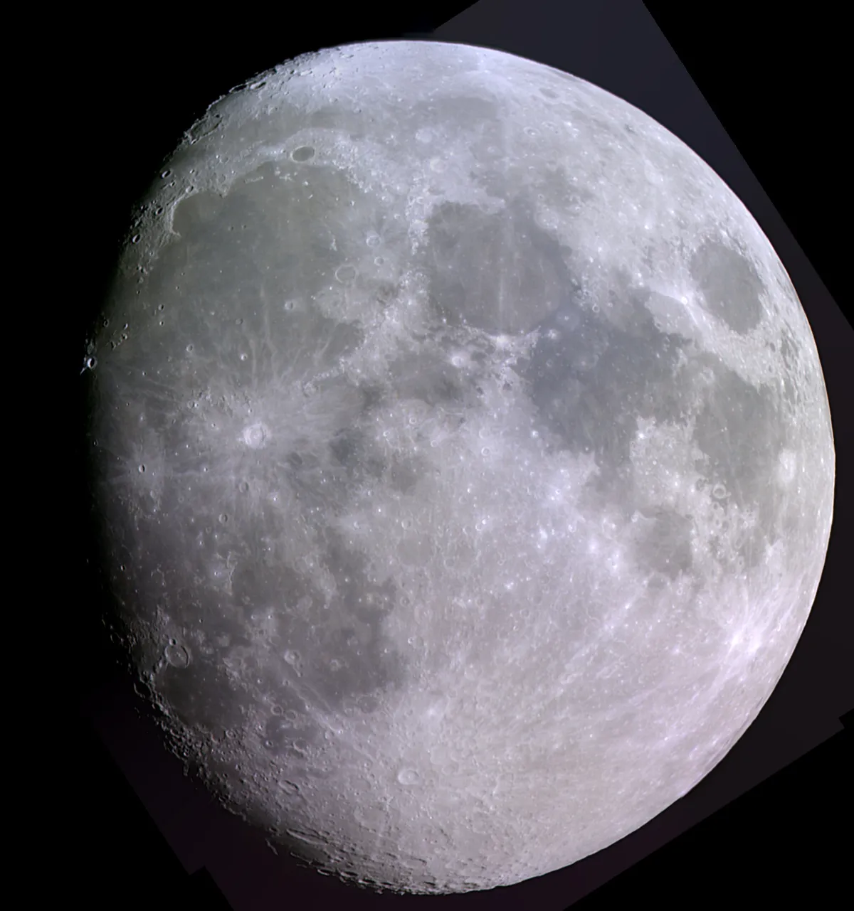 The Moon by Iain Pugh-Wood, Gloucester, UK. Equipment: Skywatcher Explorer 130PM Reflector, Orion Starshoot Solar System Colour Imager IV.