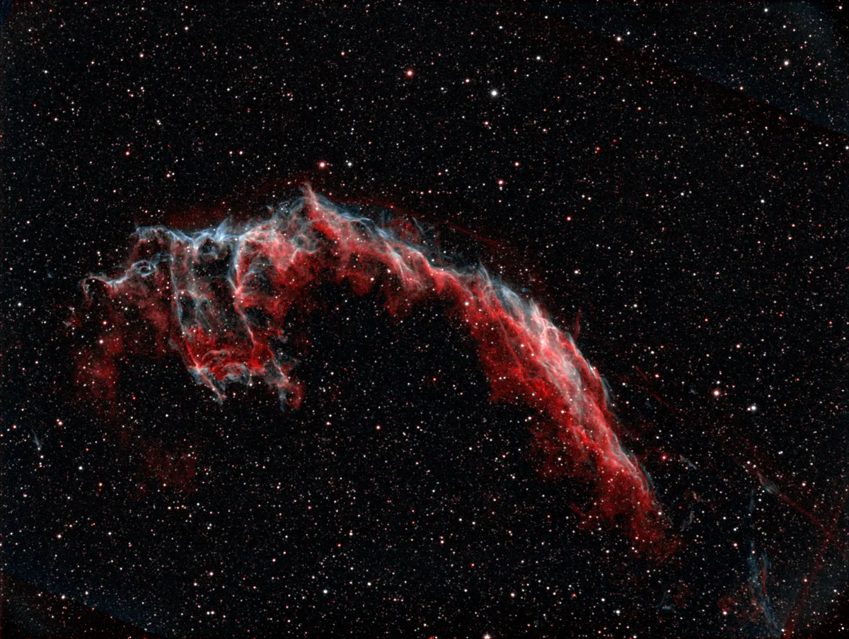 NGC-6992 Veil Nebula (EAST) by Wayne, Basildon, Essex, UK. Equipment: AP Mach 1, Officina Stellare Veloce RH 200, Ioptron ZEQ25-GT, Takahashi FSQ-106, QSI-683-WSG-8