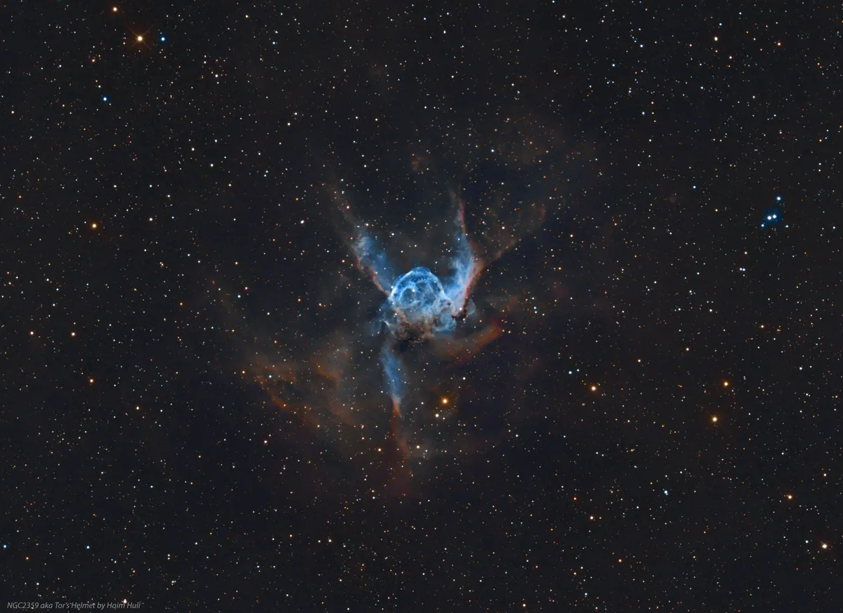 Tor's Helmet - NGC2359 by Haim Huli, Kibutz Ramat Hakovesh, Israel. Equipment: ASA 12'' Astrograph F3.6, ASA DDM85, FLI8300 Mono