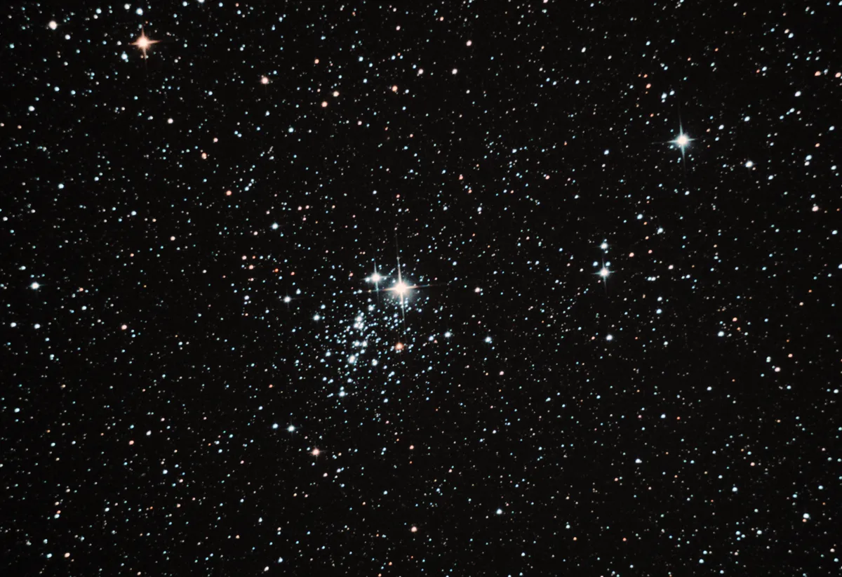 NGC457 The Owl (or ET) Cluster by Chris Duffy, Consett, Co Durham, UK. Equipment: Canon 1100d, Skywatcher 130PDS EQ5 Pro Mount, ASI120MC, 50mm Finder Guider.